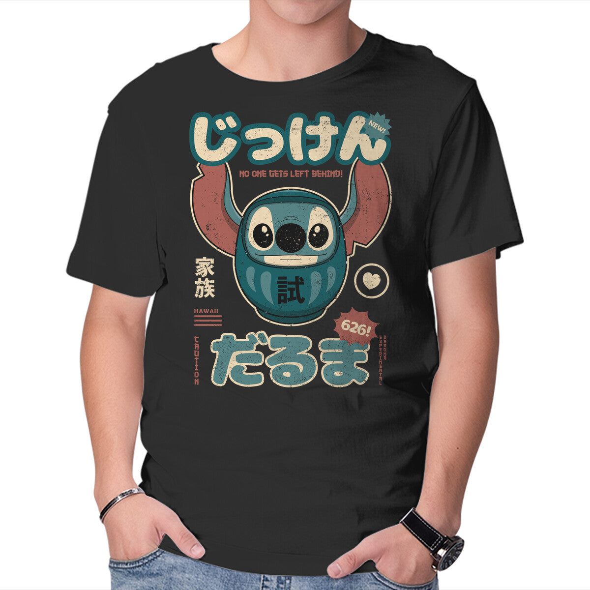 Unisex Crew Neck T-Shirt Daruma Experiment Graphic Short Sleeve Casual Tee XXL