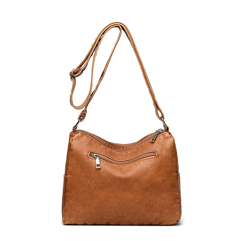 Large Capacity Shoulder Bag Women's Multi-Layer Lightweight Soft Leather Crossbody Bag