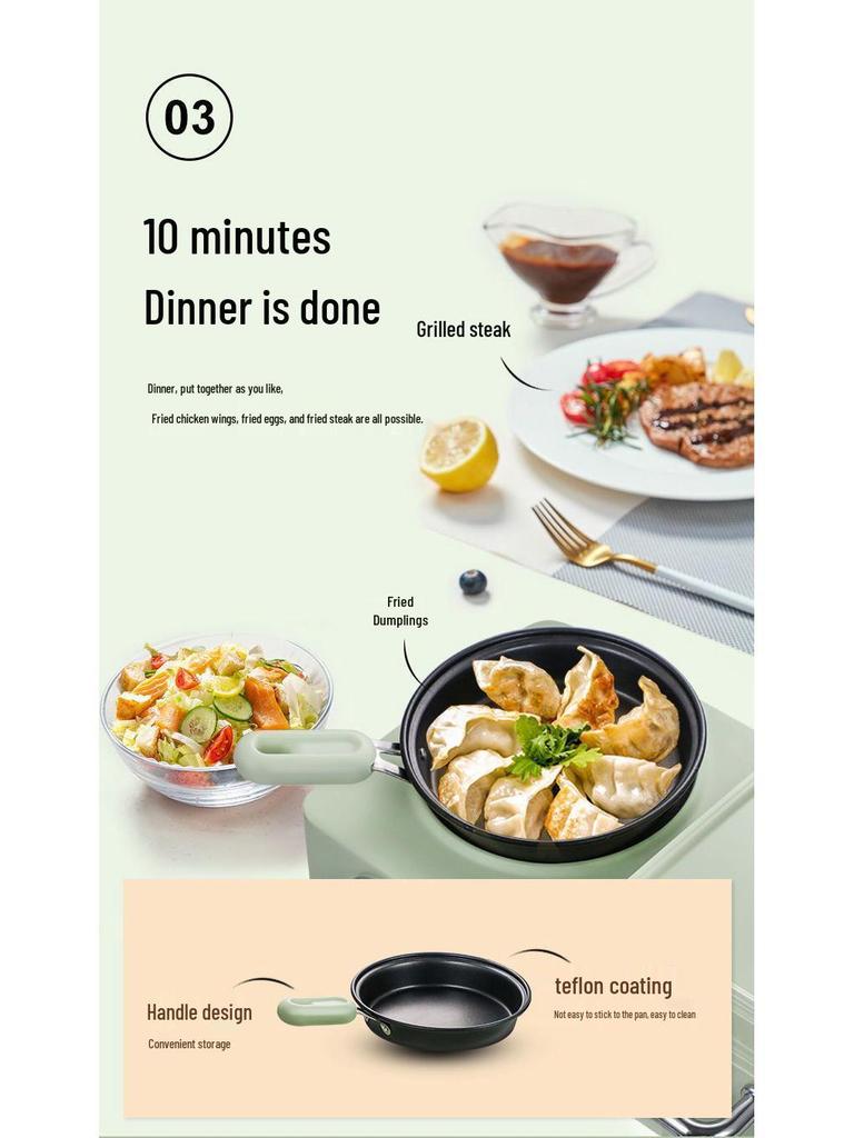 Versatile Breakfast Station: Steamer, Boiler, Fryer, Griller, Sandwich Maker & Noodle Cooker