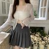 Summer Thin Sun Protection Coat Short Knit Cardigan Hollow Out V-neck Long Sleeve Shawl Top Air Conditioning Cover Up