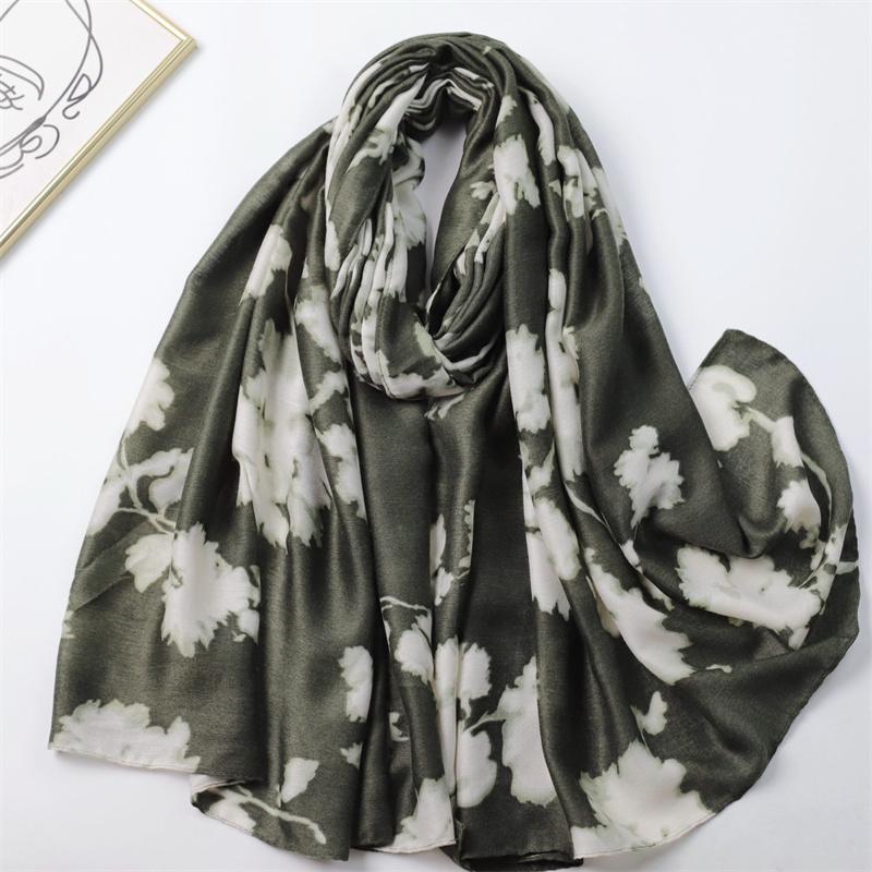 Winter Abstract Lnk Painting Floral Viscose Soft Scarf Chic Cotton Shawls Women Perfect for Travel & Casual Muslim Hijab