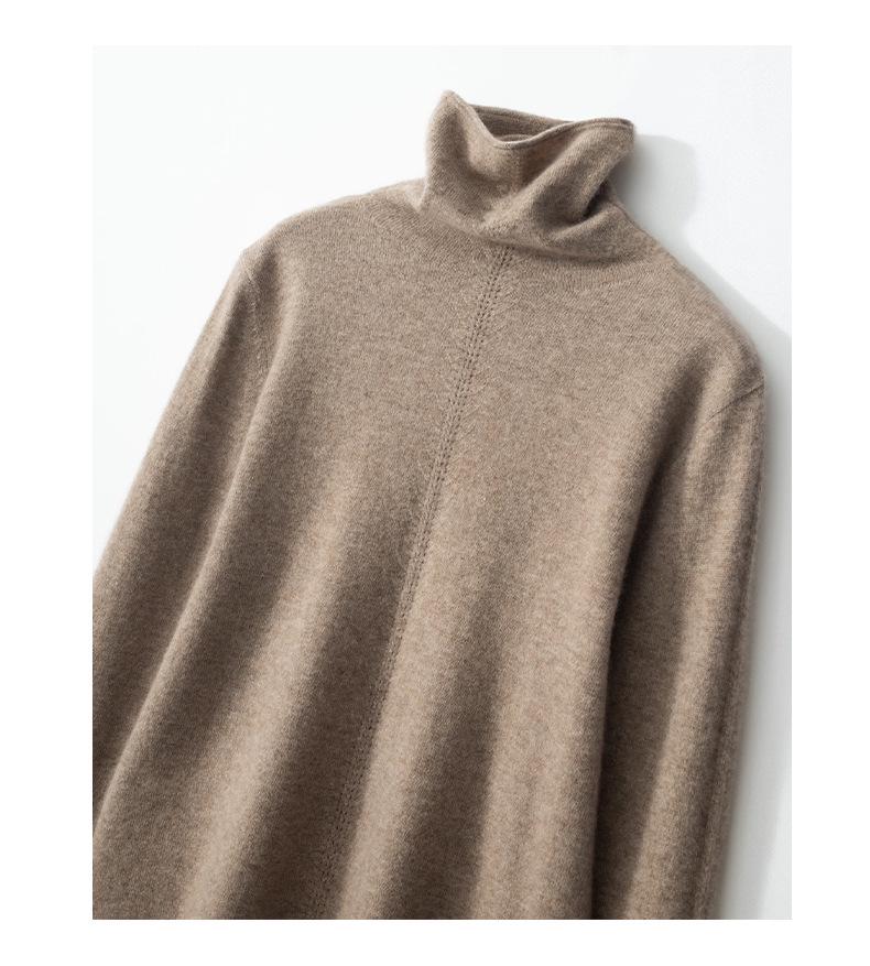 Women's High Neck Cashmere Sweater - Stylish Wheat Ear Knit for Autumn/Winter.
