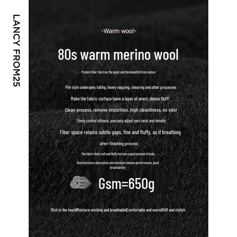 LANZHI Women's Wool Blend Trench Coat