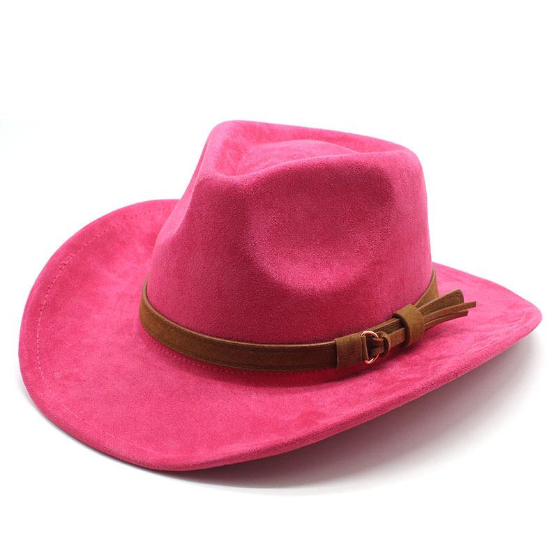 Unisex Suede Felt Cowboy Fedora Hat - European & American Style