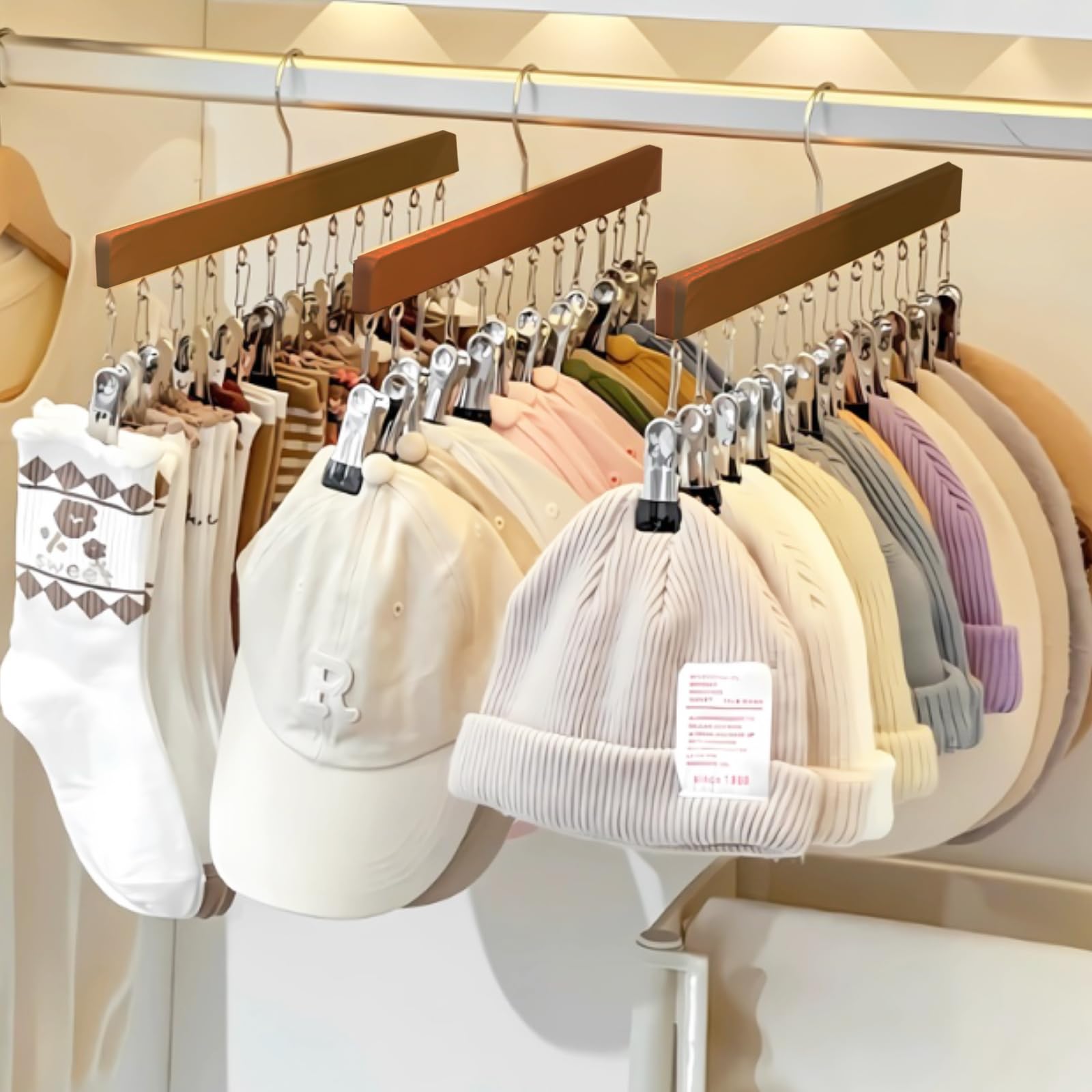 Hat Hat Cap Hat Closet Clips Rack, Storage, Hanger, Storage, Rack, Organizer, (Brown) коричневый