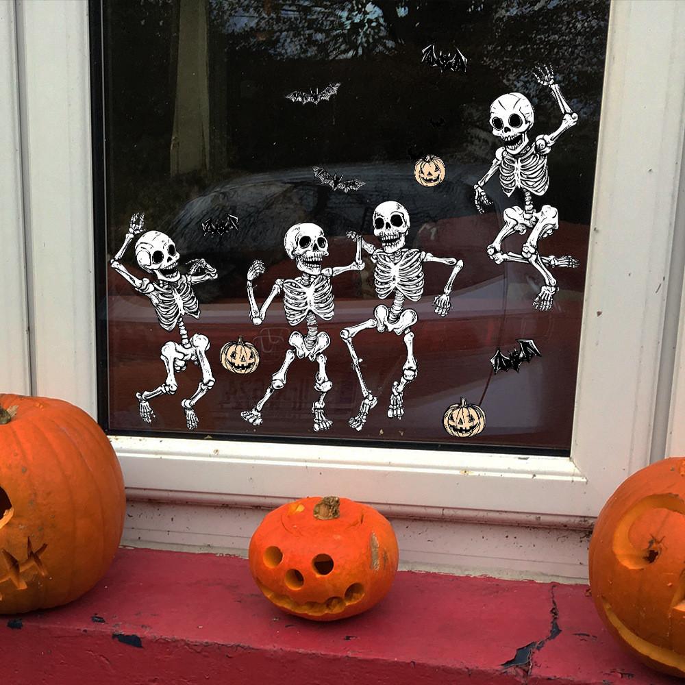 Uv Halloween Static Glueless Pvc Bat Skeleton Home Decoration Stickers Wall