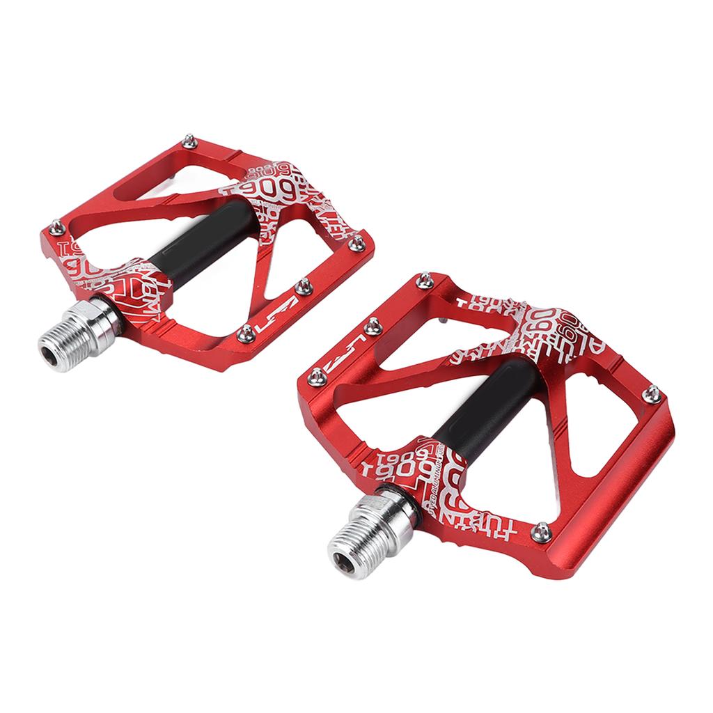 ENLEE 2Pcs Mountain Bike Pedal Bicycle Aluminum Alloy Bearing Pedal Ultra Light Palin Anti Slip PedalRed
