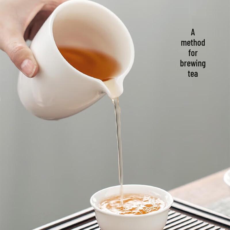 Gold-Inlaid Jade White Ceramic Tea Set