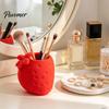 PLA Aesthetic Desk Accessories 3D Printed Strawberry Pen Holder, Creative Desktop Organizer for Pencils and Makeup Realistic Fruit Shaped Storage
