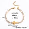 Anti Tarnish Jewelry Punk Stainless Steel CZ Cross Charm Link Bracelet Men's 18K Gold Plated Diamond Tennis Bracelet With Cross