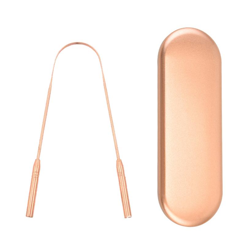 1 Pc Copper Tongue Scraper U Shaped  Cleaner Travel Handy Case Remove Breath Cleaning Coated Oral Hygiene Scrapper Tools
