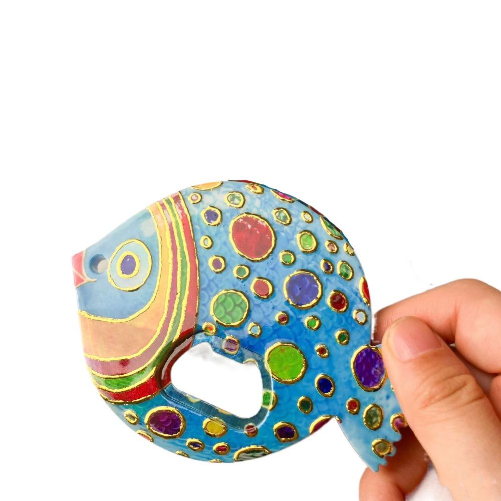 

Милый стикер на холодильник Креативный магнит на холодильник Открывалка для бутылок Толстоголовая рыба Шкафчик Style 3