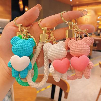 Adorable Porte-clés Ours Mignon Ours Porte-clés Mode Cadeau Couple Sac Femme Téléphone Pendentif Poupée Porte-clés Voiture Figurine Bijoux DIY Breloque