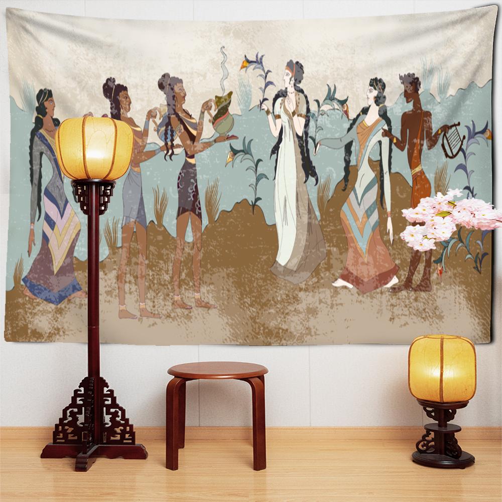 Chinese Ancient Calendar Card Tapestry Wall Hanging Retro Hippie Mysterious Aesthetic Oil Painting Room Decor Cloth