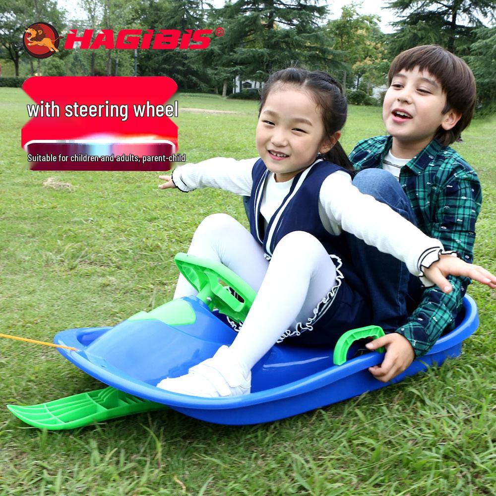 Adult Snowboard Sled with Steering Wheel and Brakes