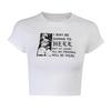 European, American English slogans Printed sexy exposed navel short T-shirt fashionable round neck slim slim top women's multi-picture