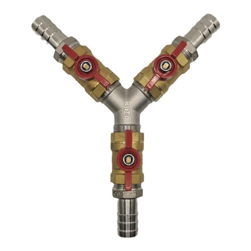 Brass Push-to-Connect Ball Valve Reducing Tee for Water Pipes (Sizes: 6/8/10/12/14/16mm)