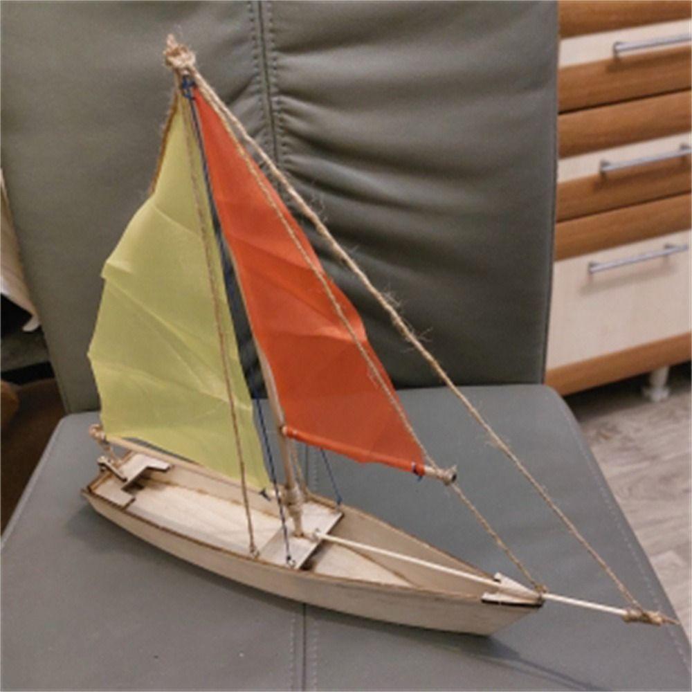 Kids Gifts Brain-training Building Kits Sailing Model Wooden Boat Model Self-propelled Sailing Toy