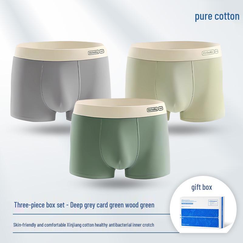 Men's 7A Antibacterial Pure Cotton Boxer Briefs - Breathable Sports Underwear for Teens and Adults