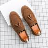 Mode Britischer Stil Herren Bequeme Spitzschuh Slipper mit Quasten für Frühling Neue Herren Mattleder Atmungsaktiv Rutschfest Lässige Lederschuhe