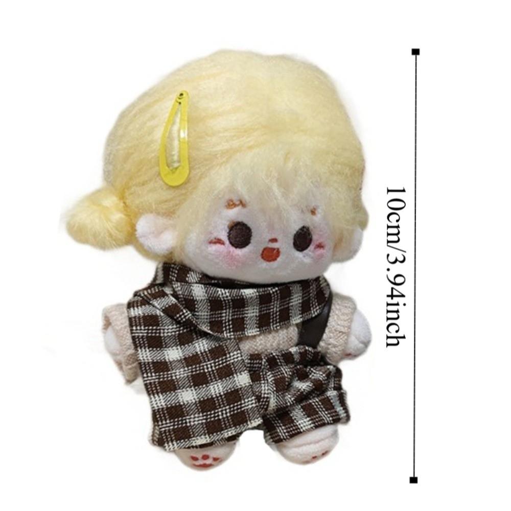 1 Set Plaid Overall Doll Clothes Outfit Uniform Doll Dress Up Set  10cm Cotton Doll