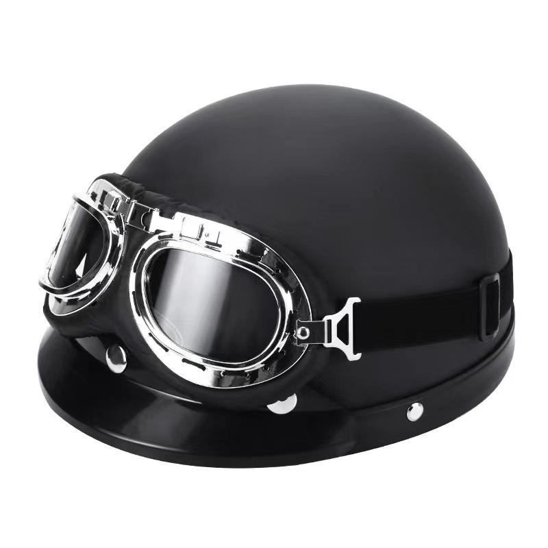 Hot Sell Brown Synthetic Leather Vintage Motorcycle Motorbike Vespa Open Face Half Motor Scooter Helmets & Goggles