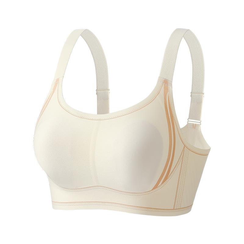 

Бесшовное нижнее белье Женский тонкий бюстгальтер с мягкой поддержкой Втягивание груди Предотвращающий провисание Бюстгальтер с полной чашкой 3XL бежевый