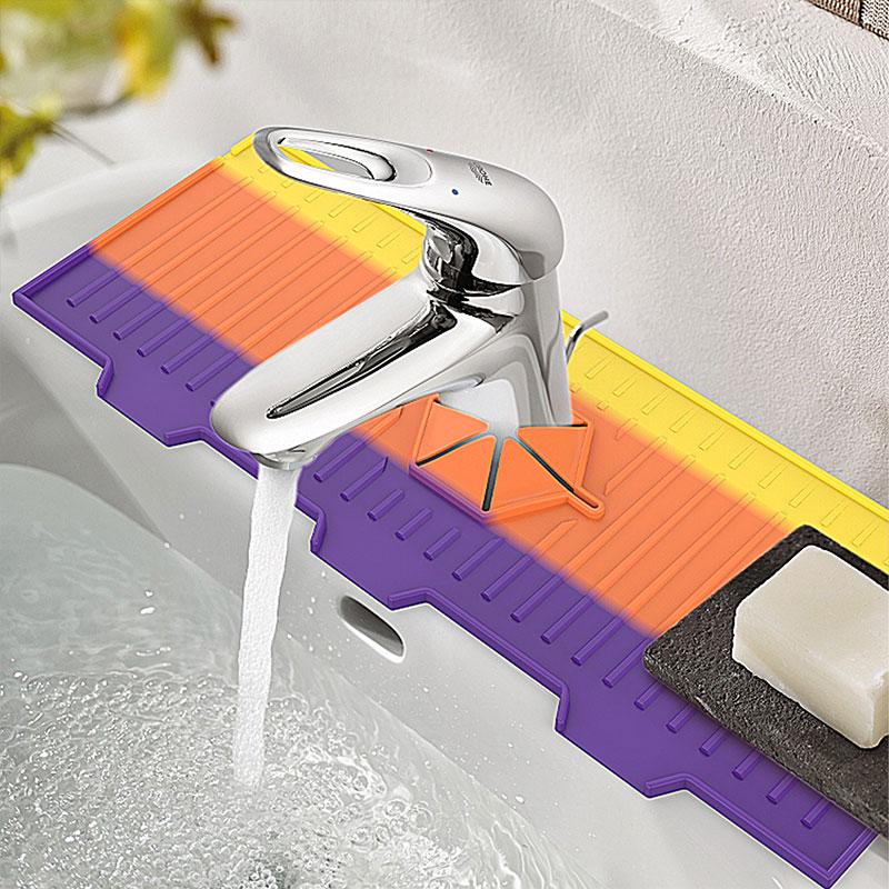 Faucet Sink Splash Catcher Washable Silicone Backsplash Guard Drying Mat Faucet Drip Kitchen Bathroom Counter Sink Splash Guard