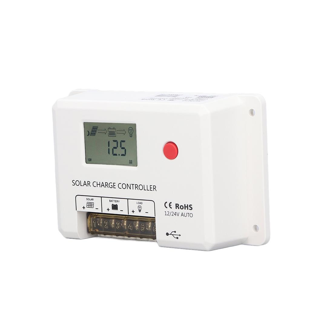 PWM Solar Charge Controller 10A IP32 Protection LCD Display 12V/24V Automatic Recognition For RVs Ba