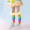 New Cartoon Knee Socks Breathable Rainbow Color Ruffles Socks No Heel Stockings