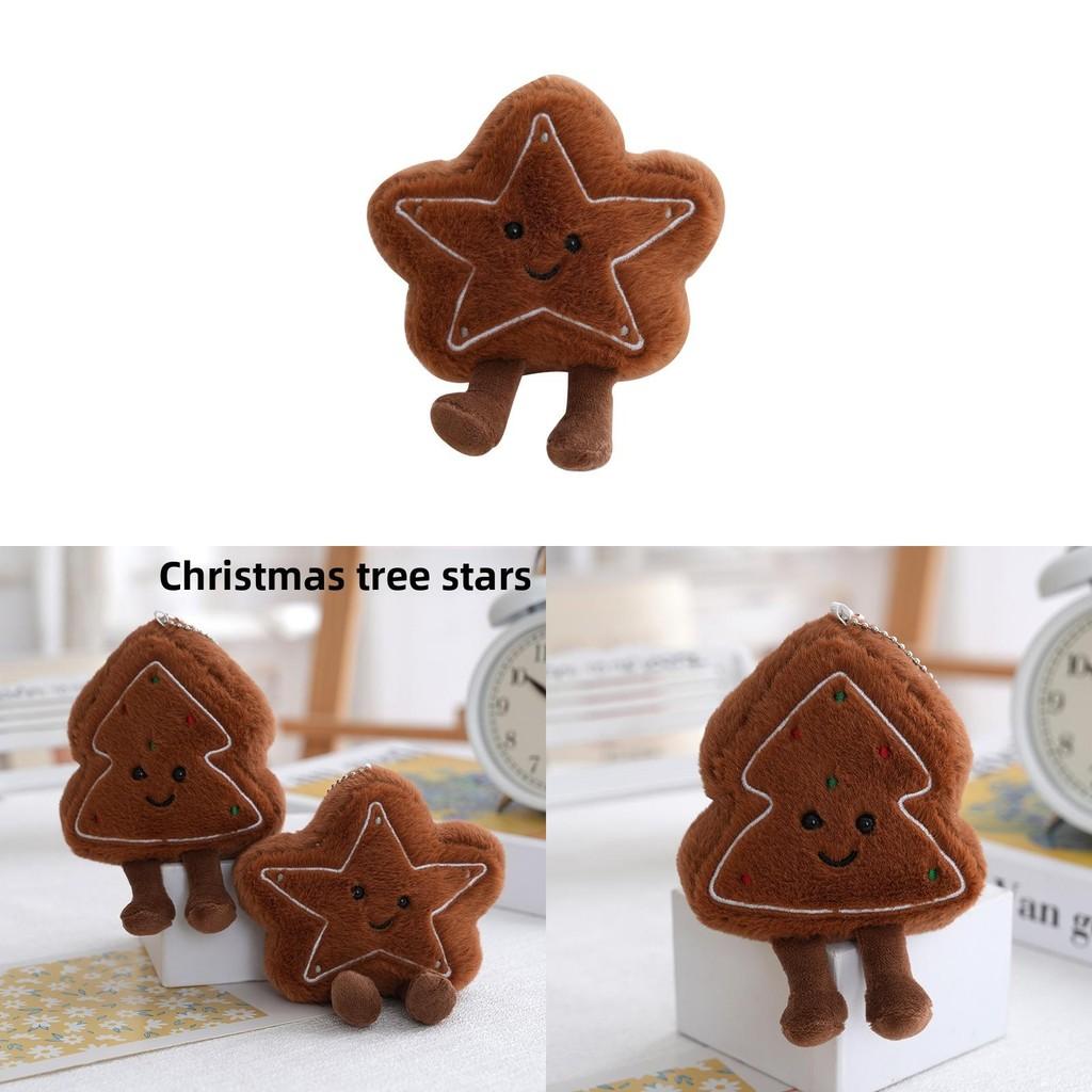 Tree Christmas Star Shapes Plush Toy Keychain Stuffed Doll Pendant Backpack