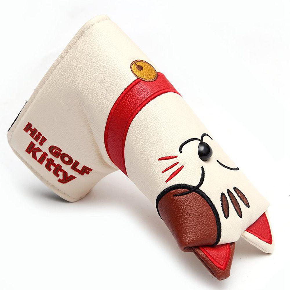 Cute Kitty Magnetic Closure Golf Club Headcovers Blade Mallet Putter Golf Putter Cover Lucky Cat