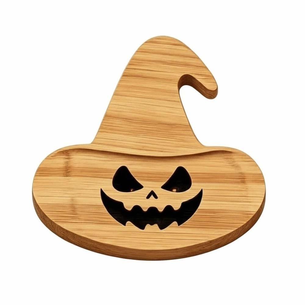 1pair Solid Wood Pumpkin Cutting Board Pumpkin Shaped Natural Color Ghost Serving Tray Smooth Edge Thick Design