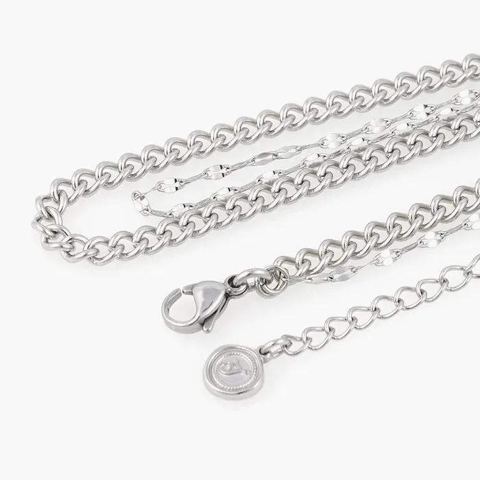 39 Double Chain Layered Necklace (C2403-AN828_SV)