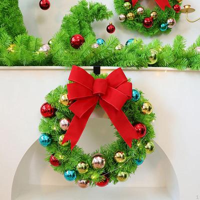 Weihnachtskranz Künstlich Lebensecht Schleifenknoten mit Kugeln Ornament Dekoration für