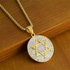Hip Hop Iced Out Star of David Pendant Gold Color Stainless Steel Hexagram Necklaces For Men Women Jewish Jewelry Birthday Gift