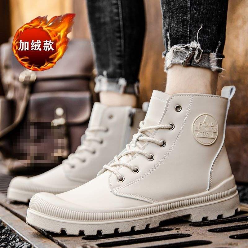 

2025 новая мужская обувь высокие ботинки Мартина британский стиль бархатные утолщенные черные повседневные ботинки рабочая обувь 45