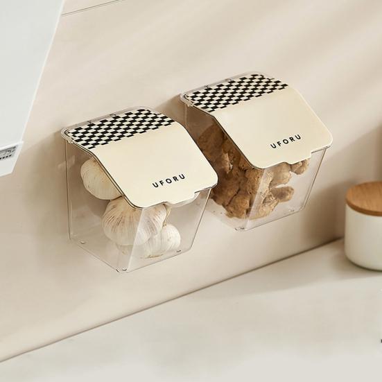 Ginger Storage Box Wall-Mounted Dustproof Good Sealing Food Grade with Cover Ginger Garlic Box Daily Necessities Storage Holder Kitchen Supplies