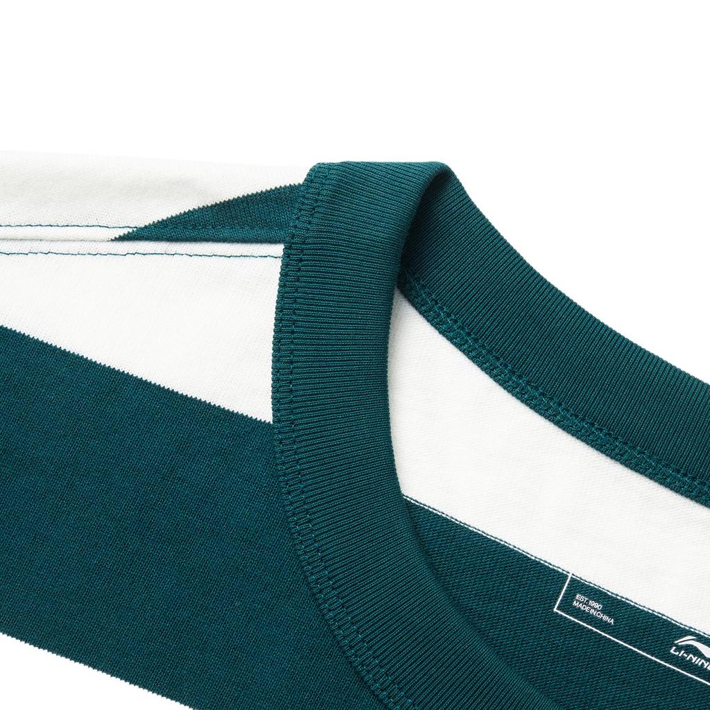 Li Ning Sports Trend Series Comfortable Simple Fashion Round Neck Loose Fit Letter Print Short Sleeve T-Shirt Unisex T-Shirt White Green AHSV227-2