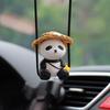 Cross-border Exclusive Cartoon Panda Car Pendant Resin Material Cute Style Grass Hat Panda Automotive Ornament