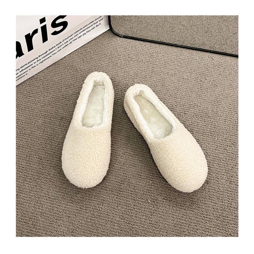 JMXD-Winter Women’s Plush Platform Slippers: Cozy Shearling Lined Indoor Outdoor Shoes Non-Slip Sole Warm Fuzzy Booties Slip On Fashion