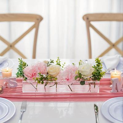 12" Transparante Acryl Bloemenvaas Rechthoekige Bloemschikdoos met 12 Gaten Bloemen Bloemen Lage Vaas Tafelstuk voor Eettafel Bruiloften Woondecoratie