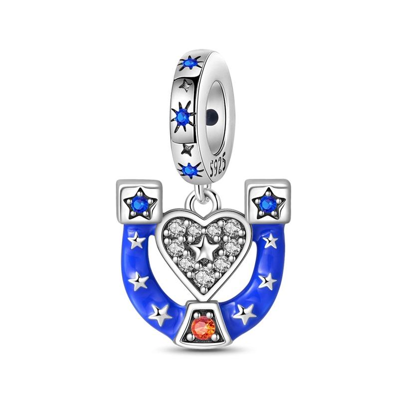 Blue Series 925 Sterling Silver Sapphire Tree of Life Bottle Elephant Planet Ocean Heart Charm Fit DIY Bracelet Necklace Gifts