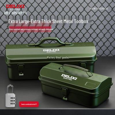 Delixi Industrial-Grade Metal Tool Box for Home and Auto Repair