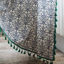 

Cotton Linen American Country Retro with Sun Lace Tassel Curtain Easy Drape Window Curtains for Living Room Kitchen Valance W132 x H45cm&Threading Rod