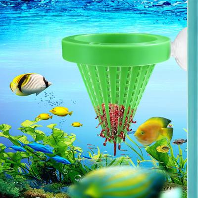 Automatischer Futterspender mit Saugnapf für Aquarium Rote Wurm Fütterung Fischbecken Kegel Lebendfutter Konisch Korb Futter Schale