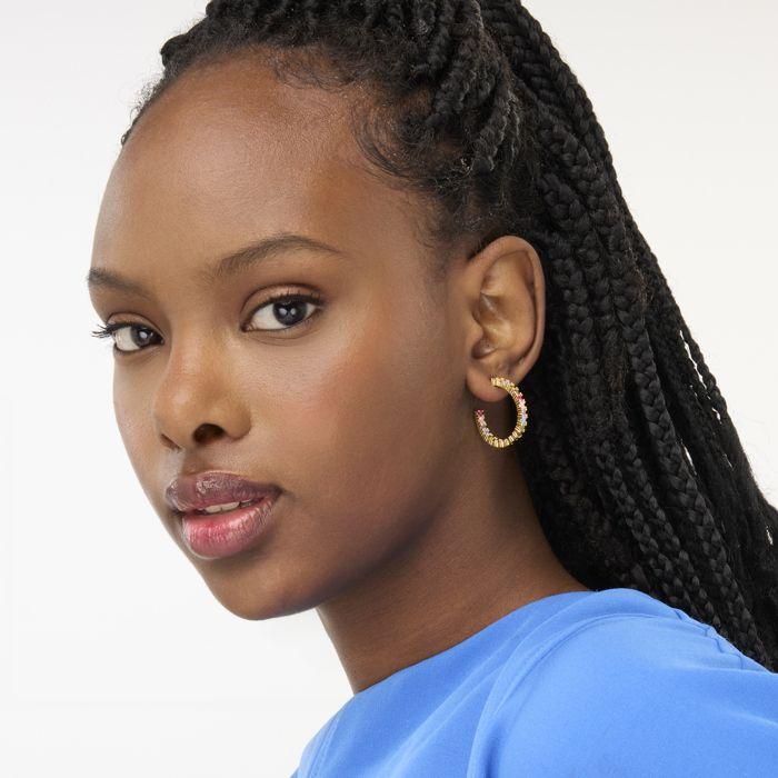 Boucles d'oreilles en argent 925 Luxenter avec zircons multicolores finis or jaune 18K - Vyamba