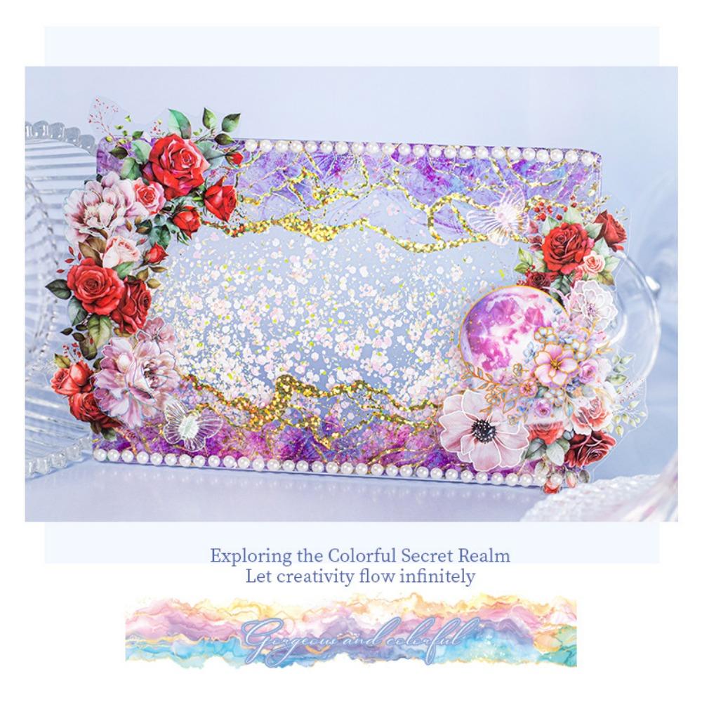 1PC watercolor smudging and bronzing PET tape, color paradise series handbook material decoration circular sticker