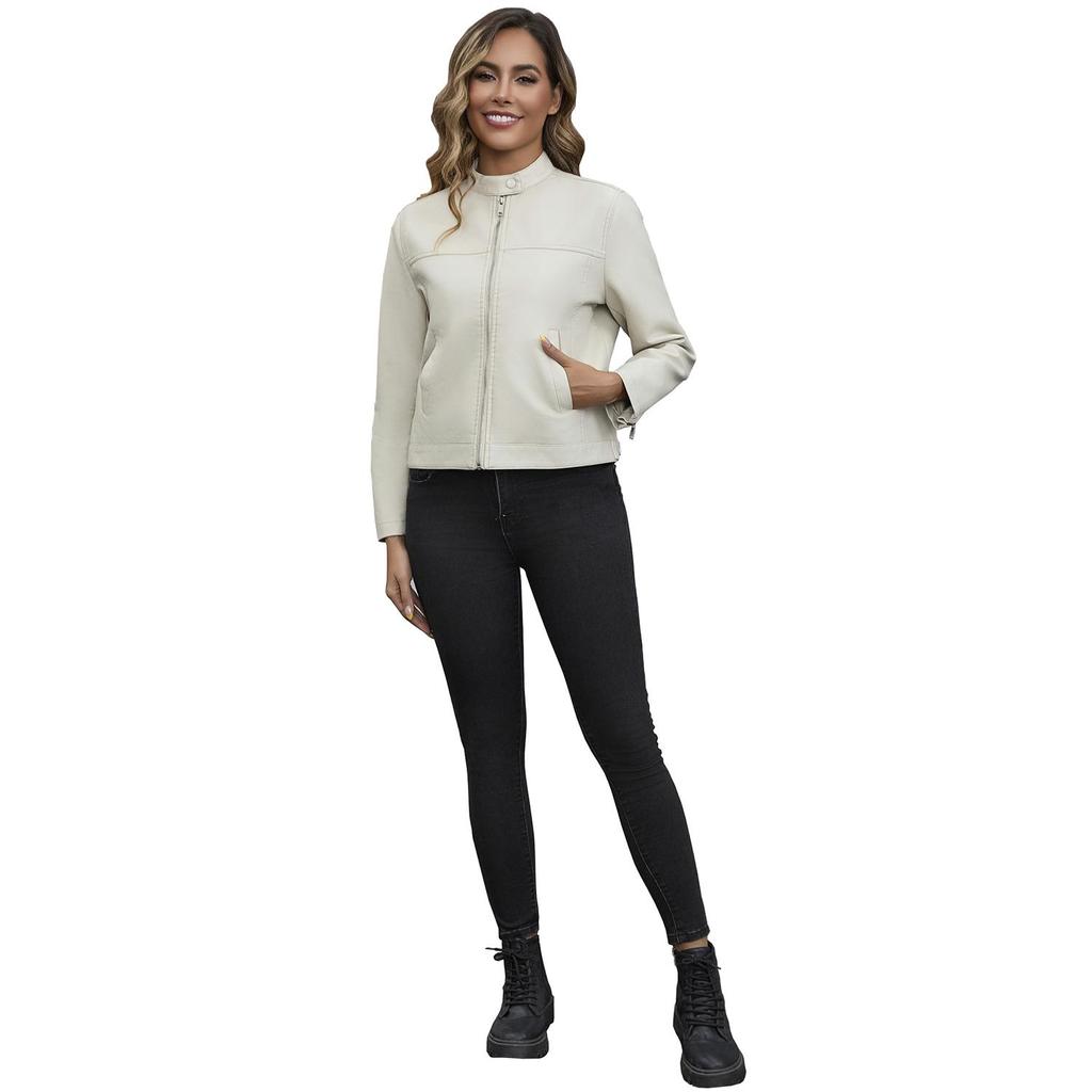 Women’s Leather Suede Jackets Faux Leather Fleece Lined Zip Up Motorcycle Coats Bomber Jacket Fashion Street Wear