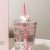 Sanrio Anime Hello Kitty Straw Plastic Water Cup Large Capacity Portable Pc High Temperature Resistant Cup Student Cup Girl Gift